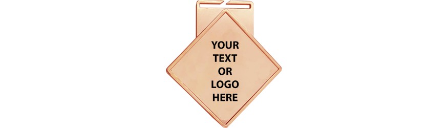90MM DIAMOND MEDAL (3MM THICK) - GOLD, SILVER OR BRONZE - DOMED